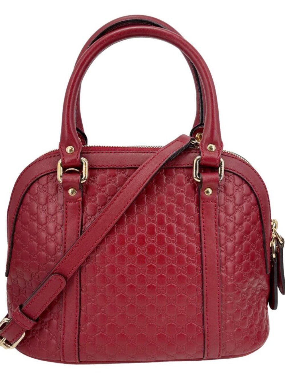 Gucci  Dome Mini Embossed Leather Crossbody Bag Red 449654 - Picture 4 of 13